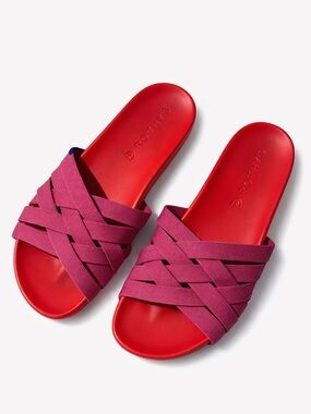 Rothy’s Red Pink Criss Cross Slide Sandals Size 6 Comfortable Summer